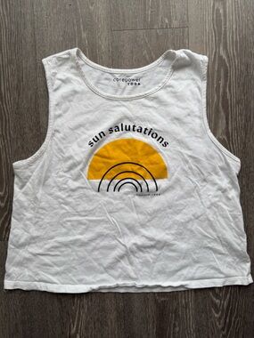 CorePower Yoga - Sun Salutations Graphic Tank Top - White & Yellow - Medium